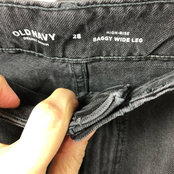 Old Navy High-Rise Wide Leg Baggy Jeans Plus Sz 28 Black Front Patch Pocket NWT - Picture 4 of 7